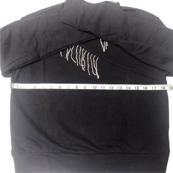INC International Concepts Sweatshirt Deep Black Silver Embellished Glam Medium - Picture 5 of 14